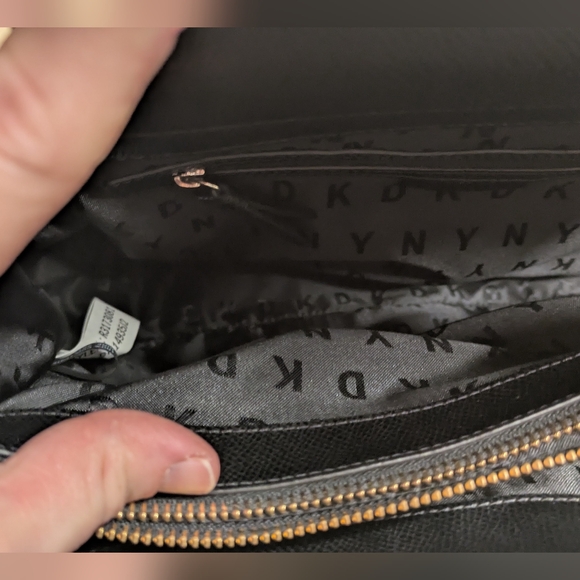 DKNY Black Leather Charm Tote with Gold Accents - Picture 15 of 16